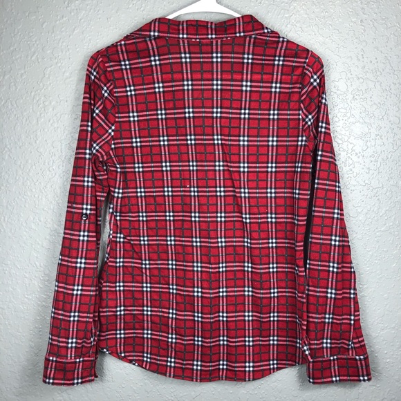 R n B red plaid shirt button down size small top - Picture 3 of 8